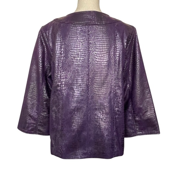 Susan Graver Snake Print Reptile Purple Jacket Coat Women’s Size M 3/4 Sleeves - Picture 4 of 8